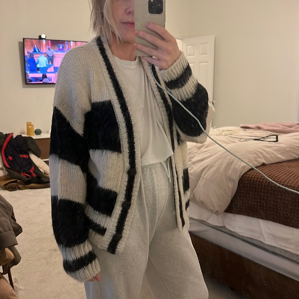 Steve Madden cardigan - black and cream stripes